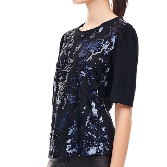 rebecca taylor short sleeve sequin jersey top - Picture 6 of 6